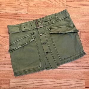 Free People Hangin On Tight Mini Skirt Sz 12 Olive Green Utility Cargo Festival